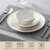 imageMALACASA Upscale Bone China Dinnerware Set 16 Pieces Plates and Bowls Sets with Gold Rim CreamWhite Dinner Plate for Dessert Soup and Small Cereal Bowl Lightweight Dish Set for 4 Series JERAJERAGolden Rim