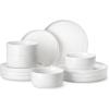 imageMALACASA 24 Pieces Porcelain Dinnerware Set Modern White Dish Set for 6 Premium Serving Plates and Bowls Sets Chip and Scratch Resistant Dishware Sets Kitchen Dishes Dining Ware Set Series LEAHIvory White