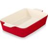 imageMALACASA 44 QT Baking Dish 9x13 Large Casserole Dish for Oven Ceramic Baking Pan Rectangular Lasagna Pan Deep with Handles for Baking Durable Microwave Oven Safe Blue Series BAKEBAKERed