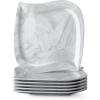 imageMALACASA Dinner Plates Set of 6 1025 Marble Grey Square Plates Set Large Porcelain Serving Dishes Dinner Plate Set for Salad Pasta and Dessert Series Elvira