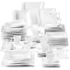 imageMALACASA Ivory White Dinnerware  60 Piece Porcelain Set for 12 Includes Plates Bowls Cups Saucers  Square Plates  Flora Series