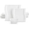 imageMALACASA Ivory White Dinnerware Set 12 Pieces  Porcelain Dinner Plates Dessert Plates and Bowls Square Flora PatternIvory White