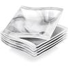 imageMALACASA Pasta Bowls 24 OZ Porcelain Salad Bowls Set of 6 Square Pasta Bowls Shallow Plates Serving Bowls for Ramen Salad and Pasta Marble Grey Series Flora