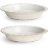 imageMALACASA Pie Dish for Baking Stoneware Pie Pan 9 Inch Embossed Deep Dish Pie Pans 45 OZ Round Baking Dish Pie Pan Fluted Dish Pie Plate for Apple Pie Quiche and Tart Set of 1 Series LYDIASet of 2