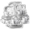 imageMALACASA Plates and Bowls Sets 12Piece Porcelain Dinnerware Sets for 4 Square Plates and Bowls for Dessert Salad and Soup Ceramic Dishes Dining Dishware Set Marble Grey Series BlanceELVIRA  Marble