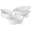 imageMALACASA Souffle Dishes105 OZ Ramekins for Baking White Vine Pattern Ramekin Bowls with Double Handle Ramekin Oven Safe for Pudding Cupcake and Creme Brulee Set of 4 Series Ramekin