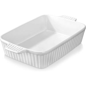 imageMALACASA 44 QT Baking Dish 9x13 Large Casserole Dish for Oven Ceramic Baking Pan Rectangular Lasagna Pan Deep with Handles for Baking Durable Microwave Oven Safe Blue Series BAKEBAKEWhite