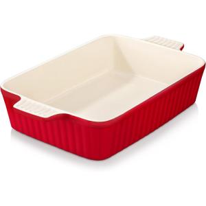 imageMALACASA 44 QT Baking Dish 9x13 Large Casserole Dish for Oven Ceramic Baking Pan Rectangular Lasagna Pan Deep with Handles for Baking Durable Microwave Oven Safe Blue Series BAKEBAKERed