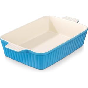 imageMALACASA 44 QT Baking Dish 9x13 Large Casserole Dish for Oven Ceramic Baking Pan Rectangular Lasagna Pan Deep with Handles for Baking Durable Microwave Oven Safe Blue Series BAKEBAKEBlue