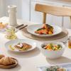 imageMALACASA 12 Pieces Dinnerware Sets Modern Relief Design Plates and Bowls Sets White Dish Set for 4 Kitchen Ceramic Dinner Plates Dishware Set Microwave and Dishwasher Safe Series LYDIA