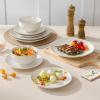 imageMALACASA 12 Pieces Dinnerware Sets Modern Relief Design Plates and Bowls Sets White Dish Set for 4 Kitchen Ceramic Dinner Plates Dishware Set Microwave and Dishwasher Safe Series LYDIA
