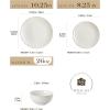 imageMALACASA 12 Pieces Dinnerware Sets Modern Relief Design Plates and Bowls Sets White Dish Set for 4 Kitchen Ceramic Dinner Plates Dishware Set Microwave and Dishwasher Safe Series LYDIA