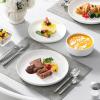 imageMALACASA Plates and Bowls Sets 12 Pieces Porcelain Dinnerware Sets Dishware Sets Chip Resistant Ceramic Dish Set Dining Dinner Ware Service for 4 White Series LUNAIvory White