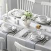 imageMALACASA Plates and Bowls Sets 12 Pieces Porcelain Dinnerware Sets Dishware Sets Chip Resistant Ceramic Dish Set Dining Dinner Ware Service for 4 White Series LUNAMarble Grey