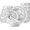 imageMALACASA Plates and Bowls Sets 12 Pieces Porcelain Dinnerware Sets Dishware Sets Chip Resistant Ceramic Dish Set Dining Dinner Ware Service for 4 White Series LUNAMarble Grey