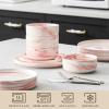 imageMALACASA Plates and Bowls Sets 12 Pieces Porcelain Dinnerware Sets Dishware Sets Chip Resistant Ceramic Dish Set Dining Dinner Ware Service for 4 White Series LUNAMarble Pink