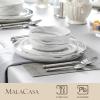 imageMALACASA Plates and Bowls Sets 12 Pieces Porcelain Dinnerware Sets Dishware Sets Chip Resistant Ceramic Dish Set Dining Dinner Ware Service for 4 White Series LUNAMarble Grey