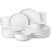 imageMALACASA Plates and Bowls Sets 12 Pieces Porcelain Dinnerware Sets Dishware Sets Chip Resistant Ceramic Dish Set Dining Dinner Ware Service for 4 White Series LUNAIvory White