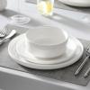 imageMALACASA Plates and Bowls Sets 12 Pieces Porcelain Dinnerware Sets Dishware Sets Chip Resistant Ceramic Dish Set Dining Dinner Ware Service for 4 White Series LUNAIvory White