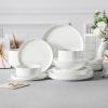 imageMALACASA Plates and Bowls Sets 12 Pieces Porcelain Dinnerware Sets Dishware Sets Chip Resistant Ceramic Dish Set Dining Dinner Ware Service for 4 White Series LUNAIvory White