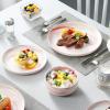 imageMALACASA Plates and Bowls Sets 12 Pieces Porcelain Dinnerware Sets Dishware Sets Chip Resistant Ceramic Dish Set Dining Dinner Ware Service for 4 White Series LUNAMarble Pink