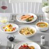 imageMALACASA Plates and Bowls Sets 12 Pieces Porcelain Dinnerware Sets Dishware Sets Chip Resistant Ceramic Dish Set Dining Dinner Ware Service for 4 White Series LUNAIvory White