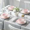 imageMALACASA Plates and Bowls Sets 12 Pieces Porcelain Dinnerware Sets Dishware Sets Chip Resistant Ceramic Dish Set Dining Dinner Ware Service for 4 White Series LUNAMarble Pink