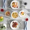 imageMALACASA Plates and Bowls Sets 12 Pieces Porcelain Dinnerware Sets Dishware Sets Chip Resistant Ceramic Dish Set Dining Dinner Ware Service for 4 White Series LUNAIvory White