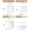imageMALACASA Plates and Bowls Sets 16Piece Ivory White Dinnerware Sets for 4 Porcelain Square Dishes Set with Dinner Plates and Bowls Series Blance