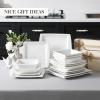 imageMALACASA Plates and Bowls Sets 16Piece Ivory White Dinnerware Sets for 4 Porcelain Square Dishes Set with Dinner Plates and Bowls Series Blance