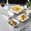 imageMALACASA Plates and Bowls Sets 16Piece Ivory White Dinnerware Sets for 4 Porcelain Square Dishes Set with Dinner Plates and Bowls Series Blance
