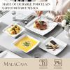 imageMALACASA Plates and Bowls Sets 16Piece Ivory White Dinnerware Sets for 4 Porcelain Square Dishes Set with Dinner Plates and Bowls Series Blance