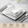 imageMALACASA Plates and Bowls Sets 16Piece Ivory White Dinnerware Sets for 4 Porcelain Square Dishes Set with Dinner Plates and Bowls Series Blance