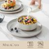 imageMALACASA Plates and Bowls Sets 24 Pieces Modern Ceramic Dinnerware Set for 8 Kitchen Dinner Set Stoneware Dishware Dishes Set Microwave and Dishwasher Safe Brown Series TARAGray