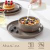 imageMALACASA Plates and Bowls Sets 24 Pieces Modern Ceramic Dinnerware Set for 8 Kitchen Dinner Set Stoneware Dishware Dishes Set Microwave and Dishwasher Safe Pink Series TARABrown