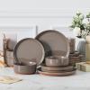 imageMALACASA Plates and Bowls Sets 24 Pieces Modern Ceramic Dinnerware Set for 8 Kitchen Dinner Set Stoneware Dishware Dishes Set Microwave and Dishwasher Safe Brown Series TARABrown