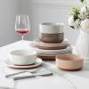 imageMALACASA Plates and Bowls Sets 24 Pieces Modern Ceramic Dinnerware Set for 8 Kitchen Dinner Set Stoneware Dishware Dishes Set Microwave and Dishwasher Safe Brown Series TARAMulticolor