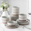 imageMALACASA Plates and Bowls Sets 24 Pieces Modern Ceramic Dinnerware Set for 8 Kitchen Dinner Set Stoneware Dishware Dishes Set Microwave and Dishwasher Safe Brown Series TARAGray