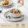 imageMALACASA Plates and Bowls Sets 24 Pieces Modern Ceramic Dinnerware Set for 8 Kitchen Dinner Set Stoneware Dishware Dishes Set Microwave and Dishwasher Safe Brown Series TARAGray