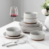 imageMALACASA Plates and Bowls Sets 24 Pieces Modern Ceramic Dinnerware Set for 8 Kitchen Dinner Set Stoneware Dishware Dishes Set Microwave and Dishwasher Safe Brown Series TARAGray