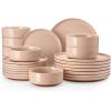 imageMALACASA Plates and Bowls Sets 24 Pieces Modern Ceramic Dinnerware Set for 8 Kitchen Dinner Set Stoneware Dishware Dishes Set Microwave and Dishwasher Safe Pink Series TARAPink