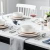 imageMALACASA Plates and Bowls Sets 24 Pieces Modern Ceramic Dinnerware Set for 8 Kitchen Dinner Set Stoneware Dishware Dishes Set Microwave and Dishwasher Safe Brown Series TARAWhite