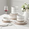 imageMALACASA Plates and Bowls Sets 24 Pieces Modern Ceramic Dinnerware Set for 8 Kitchen Dinner Set Stoneware Dishware Dishes Set Microwave and Dishwasher Safe Pink Series TARAWhite