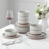 imageMALACASA Plates and Bowls Sets 24 Pieces Modern Ceramic Dinnerware Set for 8 Kitchen Dinner Set Stoneware Dishware Dishes Set Microwave and Dishwasher Safe Brown Series TARAGray