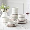 imageMALACASA Plates and Bowls Sets 24 Pieces Modern Ceramic Dinnerware Set for 8 Kitchen Dinner Set Stoneware Dishware Dishes Set Microwave and Dishwasher Safe Pink Series TARAWhite