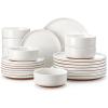 imageMALACASA Plates and Bowls Sets 24 Pieces Modern Ceramic Dinnerware Set for 8 Kitchen Dinner Set Stoneware Dishware Dishes Set Microwave and Dishwasher Safe Pink Series TARAWhite