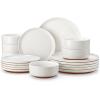 imageMALACASA Plates and Bowls Sets 24 Pieces Modern Ceramic Dinnerware Set for 8 Kitchen Dinner Set Stoneware Dishware Dishes Set Microwave and Dishwasher Safe Brown Series TARAWhite