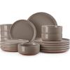 imageMALACASA Plates and Bowls Sets 24 Pieces Modern Ceramic Dinnerware Set for 8 Kitchen Dinner Set Stoneware Dishware Dishes Set Microwave and Dishwasher Safe Brown Series TARABrown