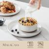 imageMALACASA Plates and Bowls Sets 24 Pieces Modern Ceramic Dinnerware Set for 8 Kitchen Dinner Set Stoneware Dishware Dishes Set Microwave and Dishwasher Safe Pink Series TARAWhite