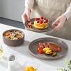 imageMALACASA Plates and Bowls Sets 24 Pieces Modern Ceramic Dinnerware Set for 8 Kitchen Dinner Set Stoneware Dishware Dishes Set Microwave and Dishwasher Safe Pink Series TARABrown